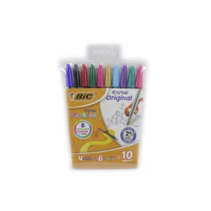 POCHETTE 10 STYLO BIC CRISTAL (4 MEDIUM + 6 FASHION)