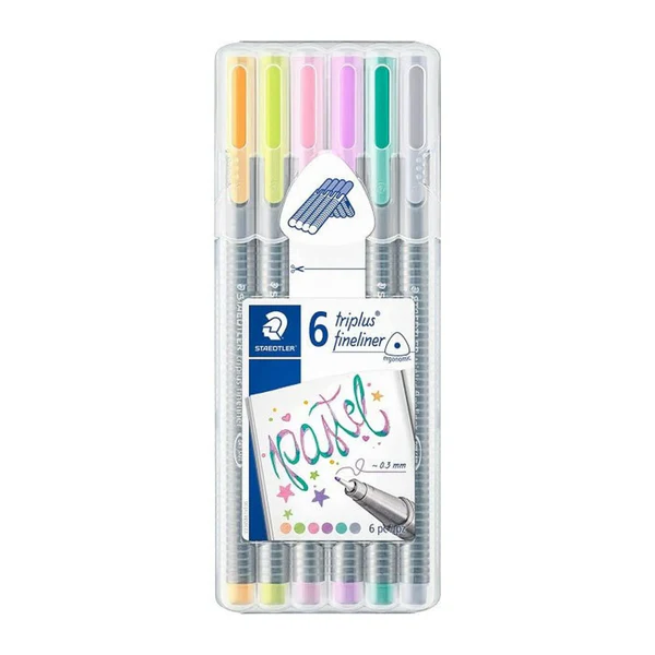 Pochette 6 Stylos triplus Fineliner - Couleur pastel