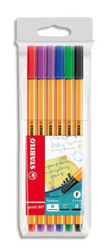 Stylo feutre Stabilo point 88 écriture extra-fine - Pochette de 6 couleurs fun