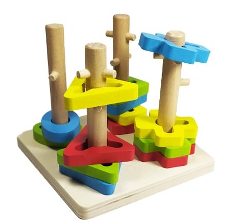 Wooden toys Four sets of enlightenment column