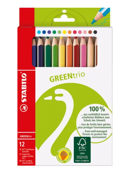 Crayon de couleur large STABILO GREENtrio de 12 crayons